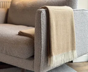 100% Lambswool Herringbone Throw Biscuit