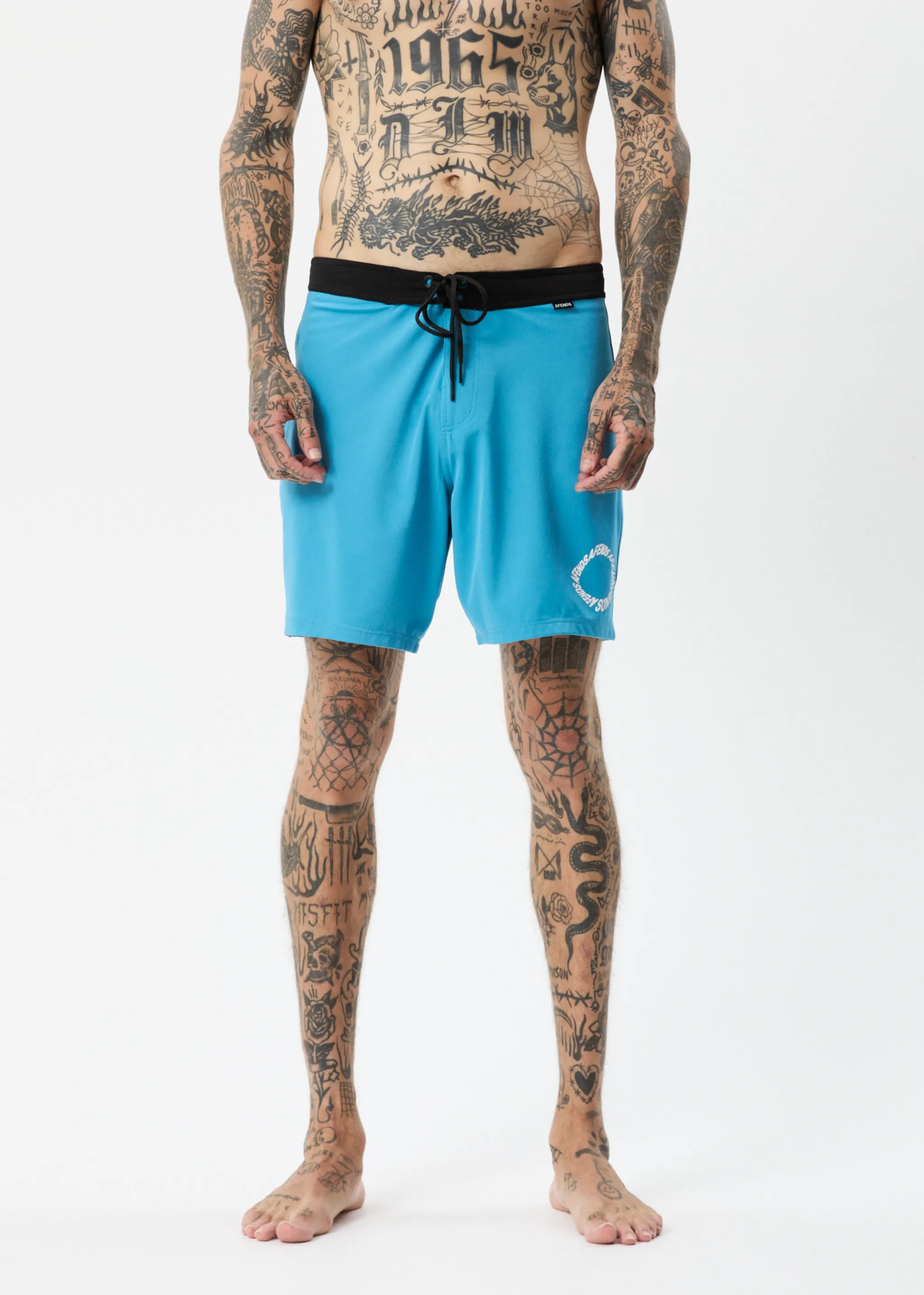 AFENDS Mens Vortex - Fixed Waist Boardshorts - Dark Teal