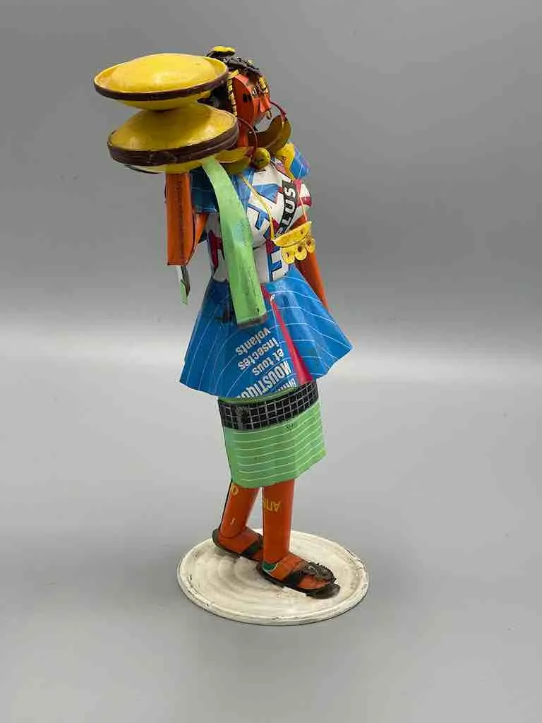 African Recycled Labeled Metal Can Contemporary Art Sculpture