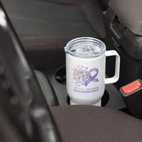 All Cancer Awareness Heart Travel mug with a Handle (Dual-Sided Design)