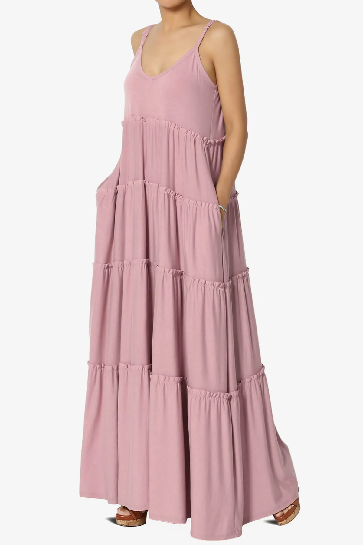 Bennet Ruffle Tiered Pocket Cami Maxi Dress