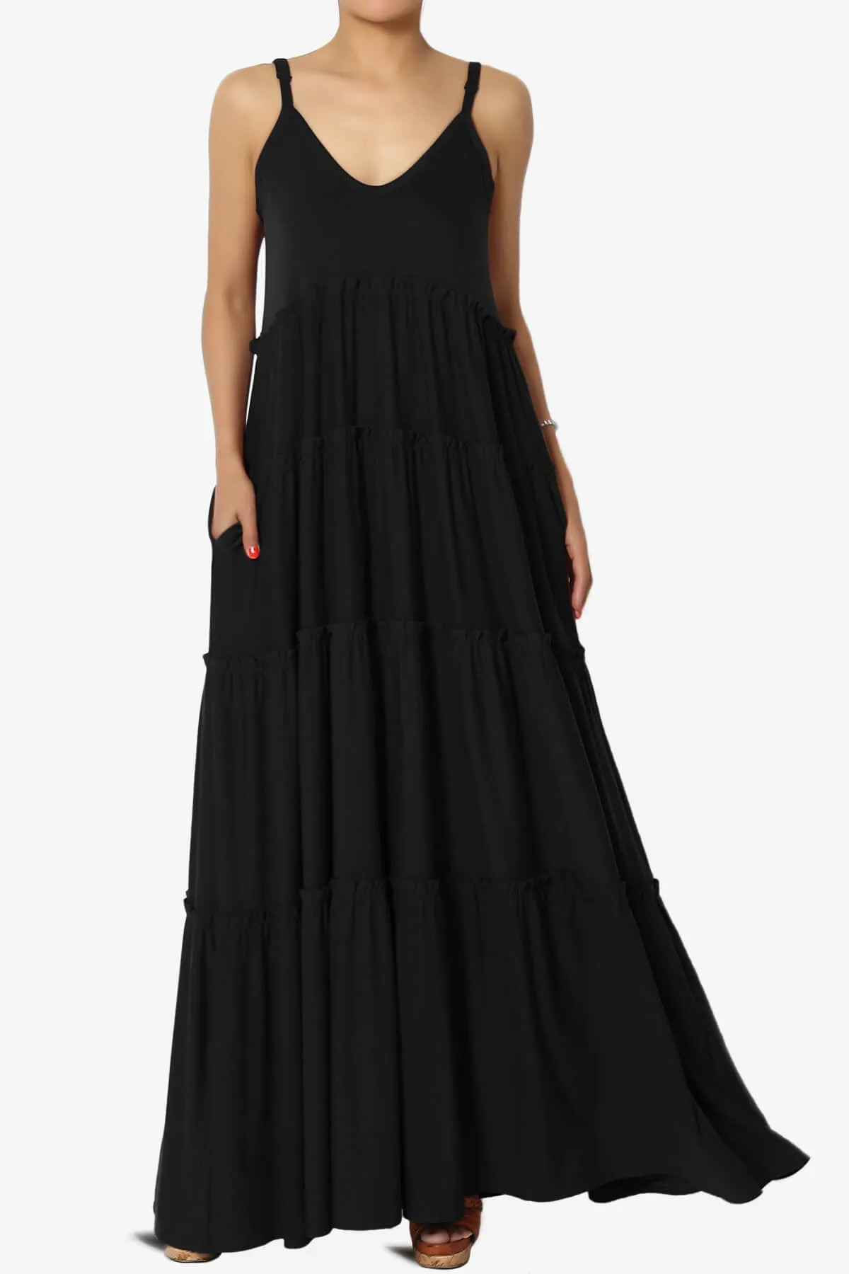 Bennet Ruffle Tiered Pocket Cami Maxi Dress