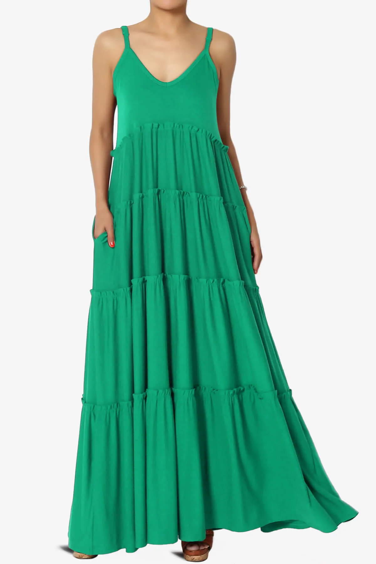 Bennet Ruffle Tiered Pocket Cami Maxi Dress