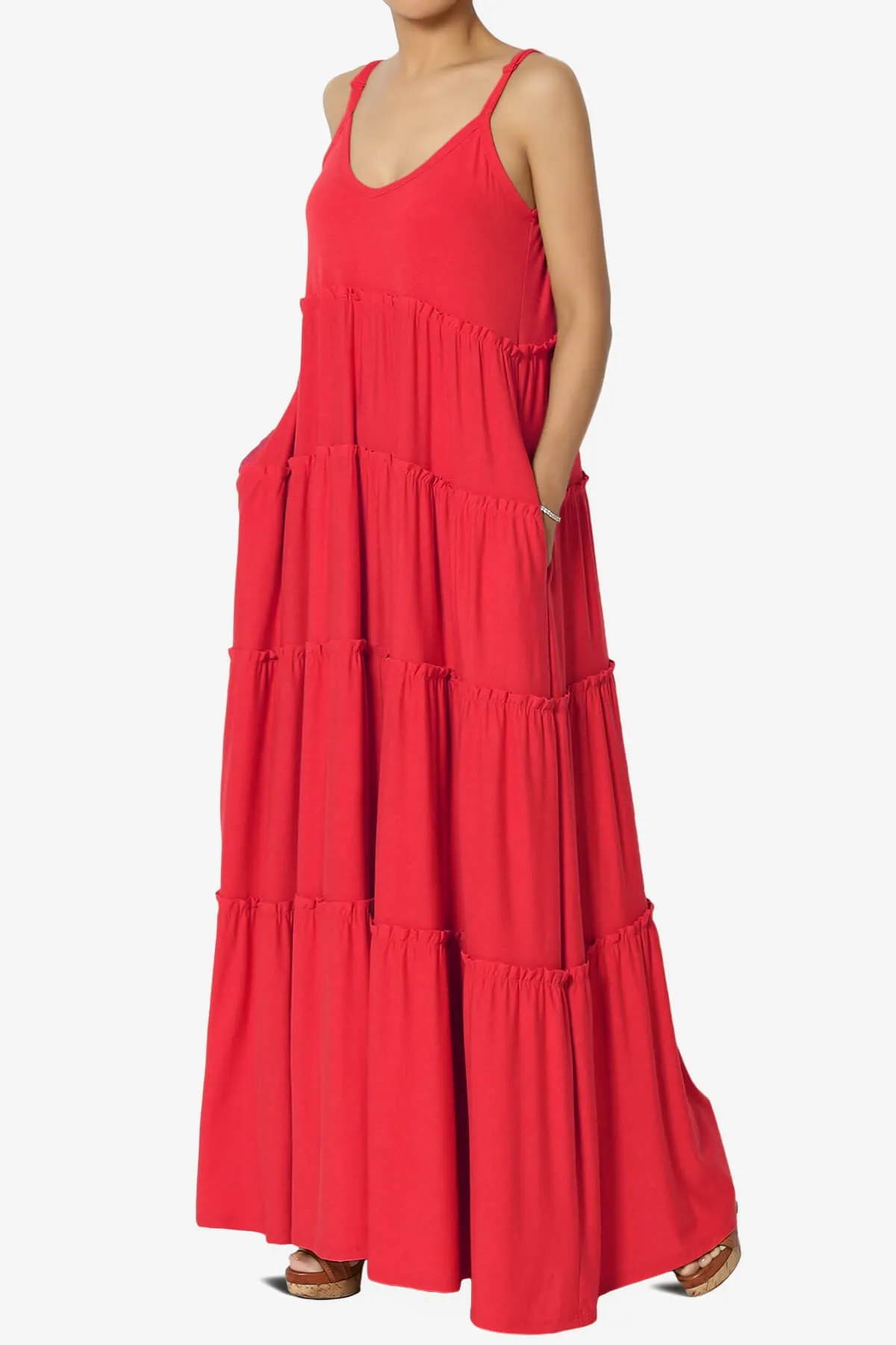 Bennet Ruffle Tiered Pocket Cami Maxi Dress