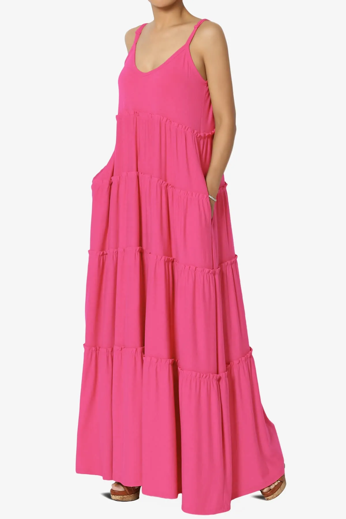 Bennet Ruffle Tiered Pocket Cami Maxi Dress