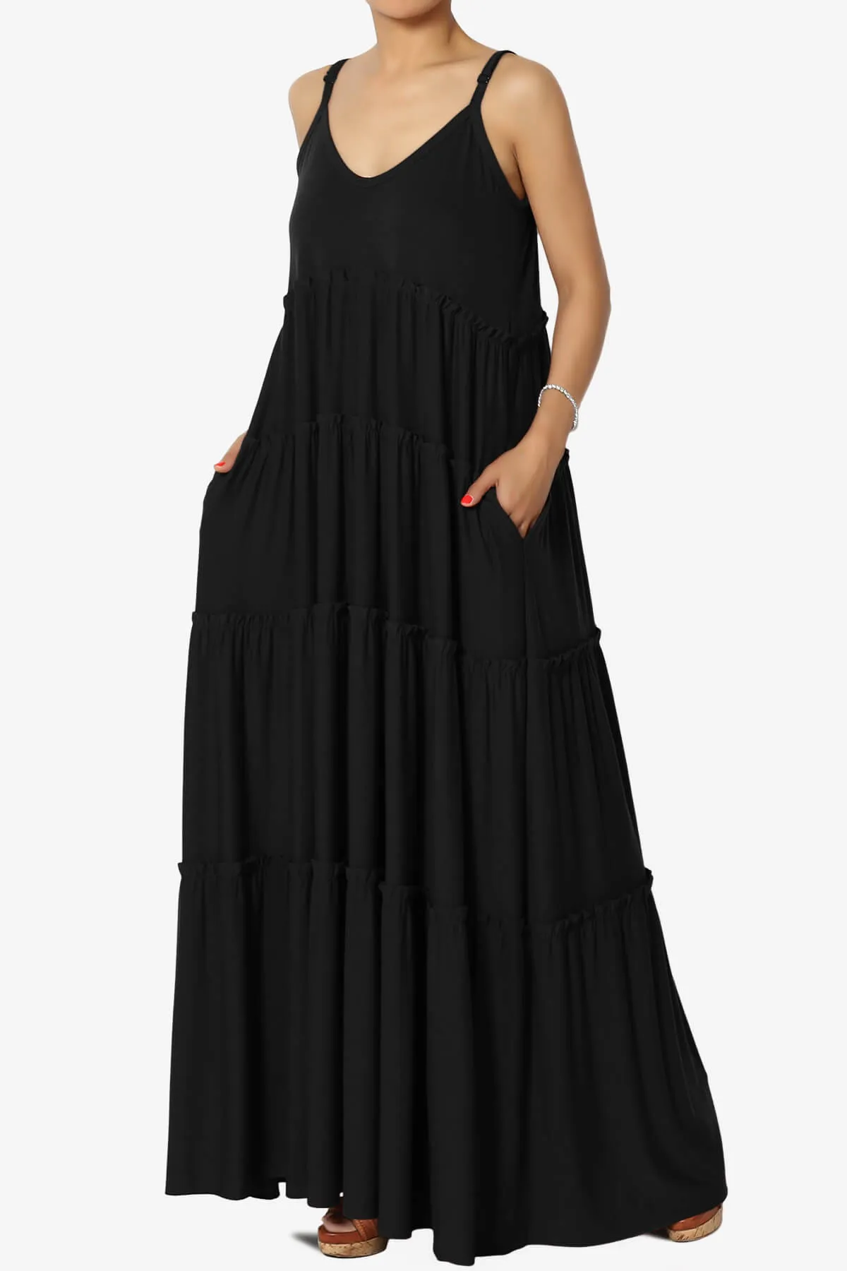 Bennet Ruffle Tiered Pocket Cami Maxi Dress