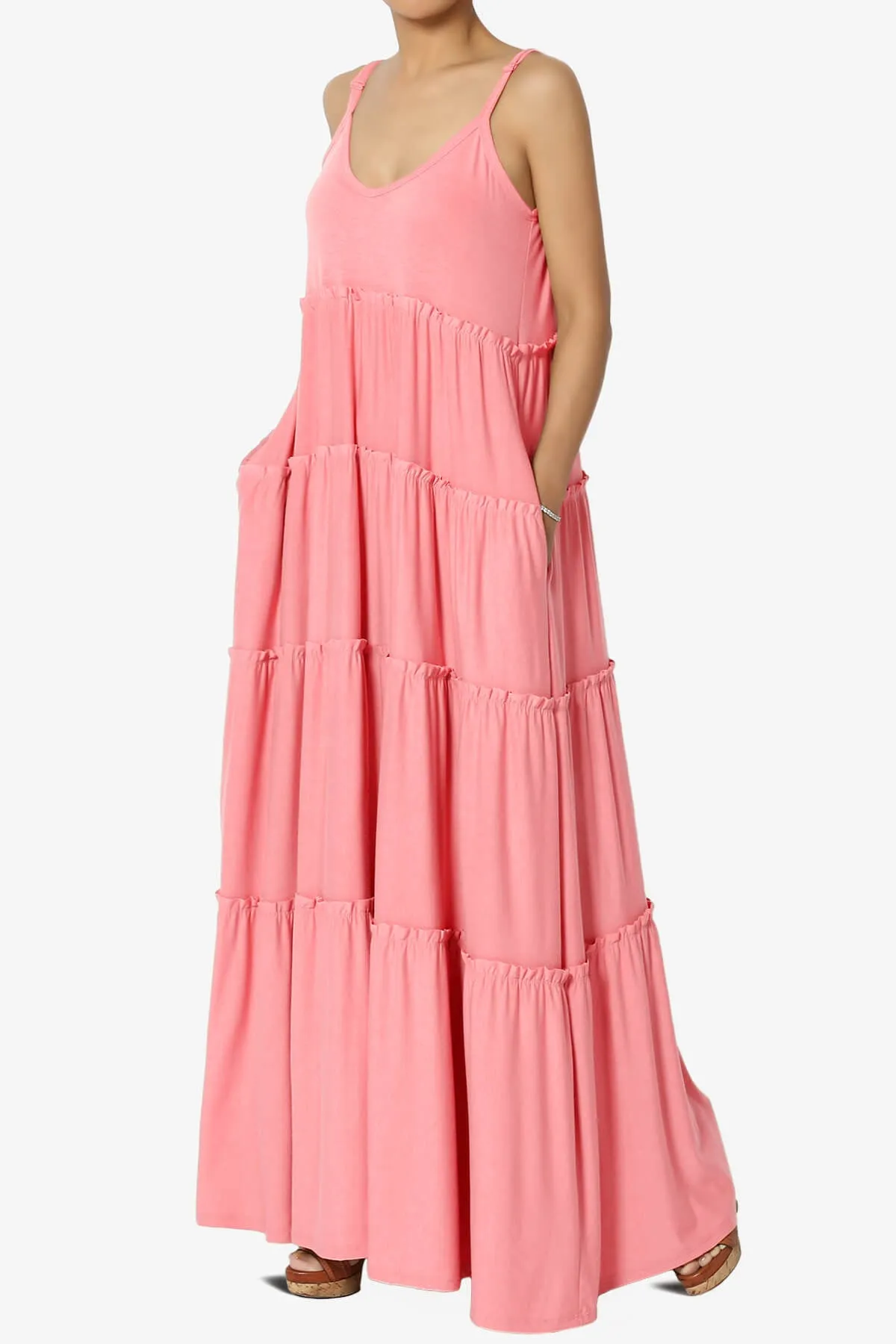 Bennet Ruffle Tiered Pocket Cami Maxi Dress
