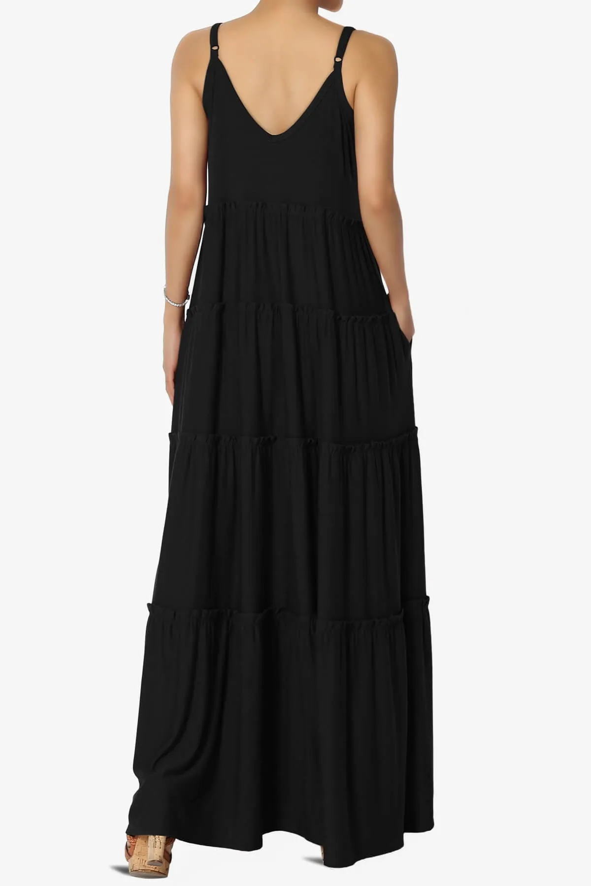 Bennet Ruffle Tiered Pocket Cami Maxi Dress