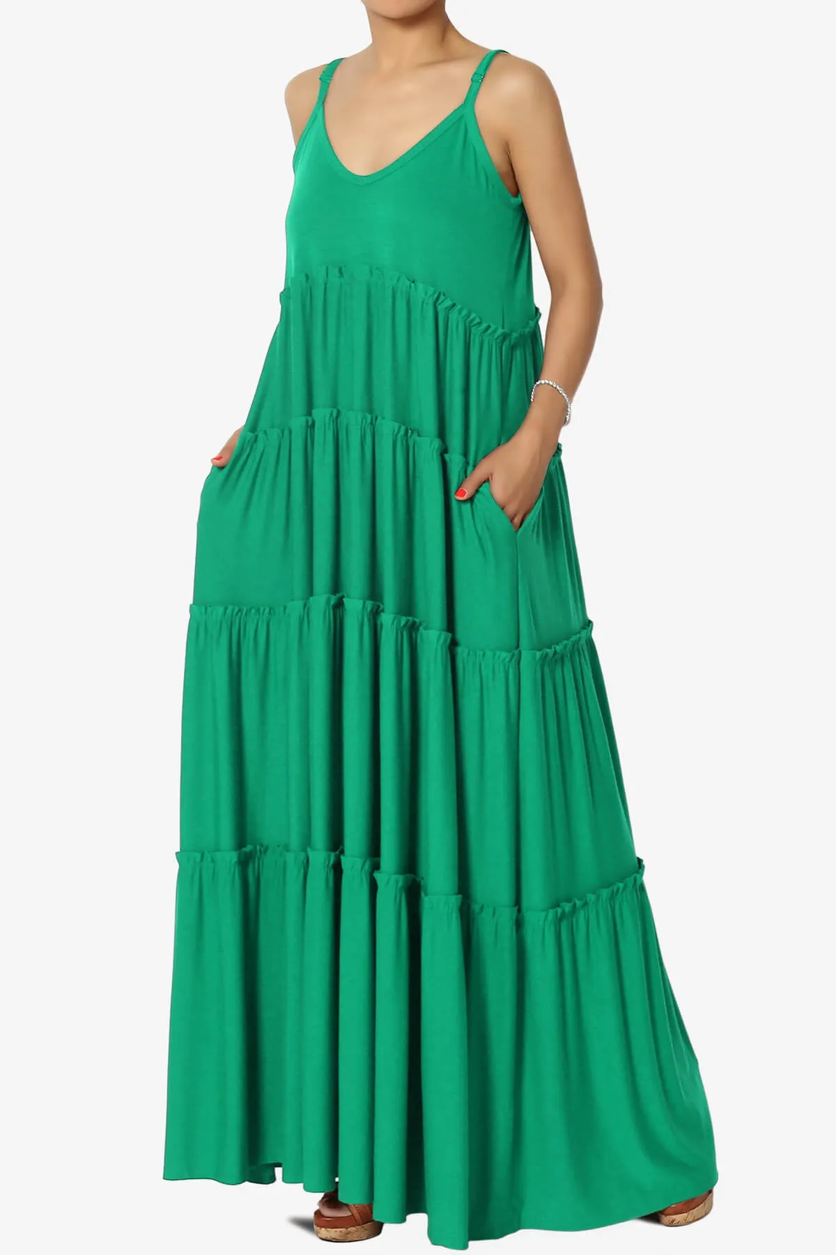 Bennet Ruffle Tiered Pocket Cami Maxi Dress