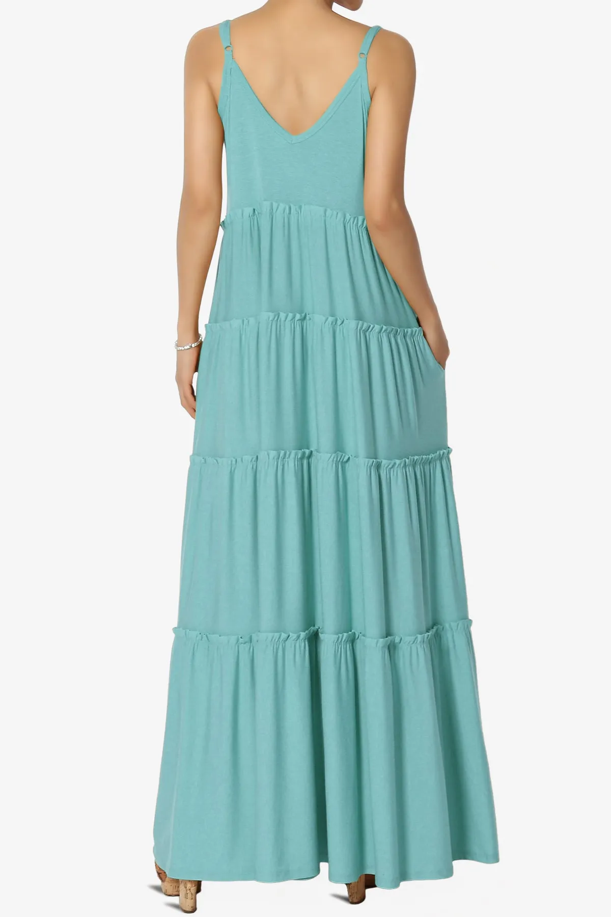Bennet Ruffle Tiered Pocket Cami Maxi Dress