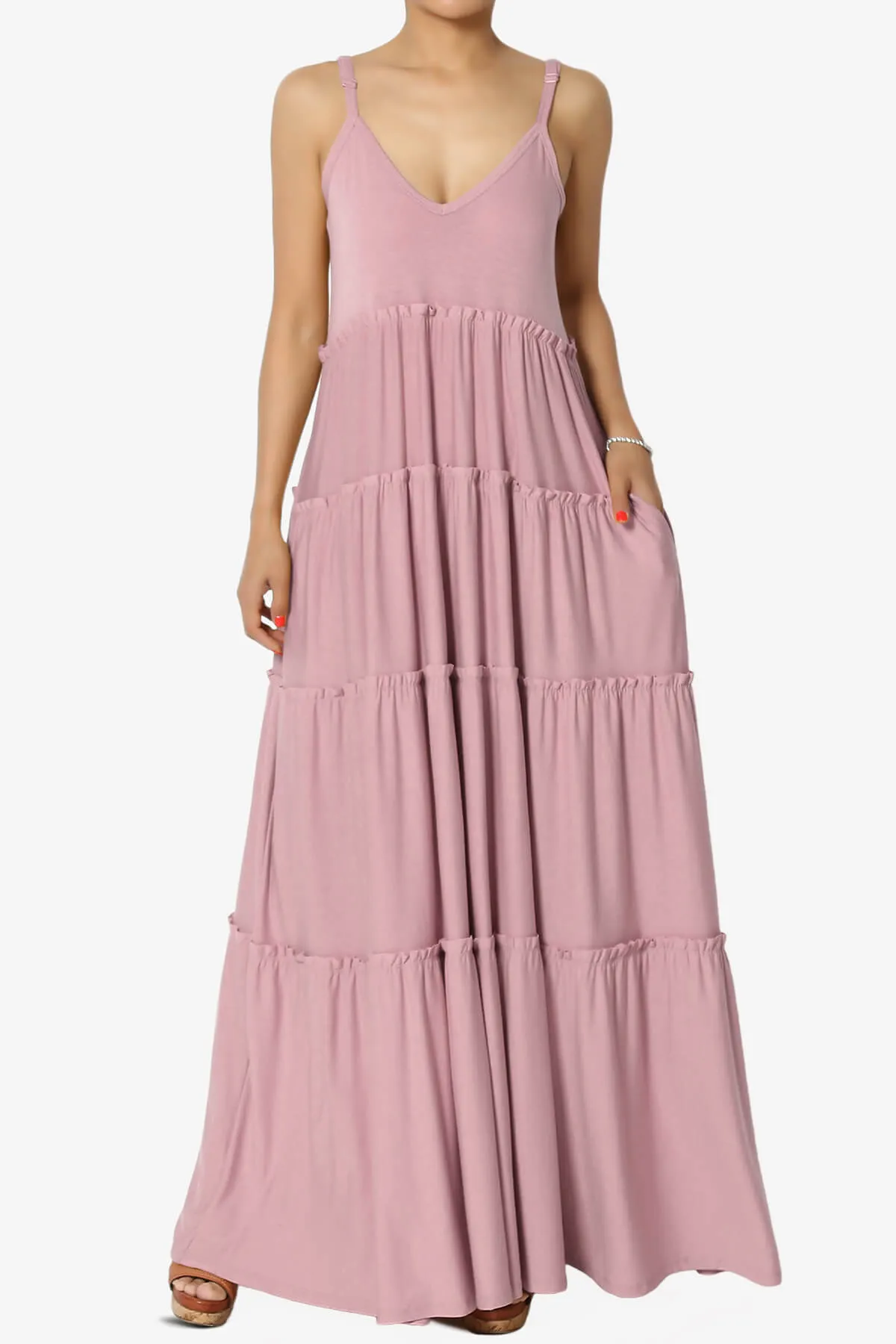 Bennet Ruffle Tiered Pocket Cami Maxi Dress
