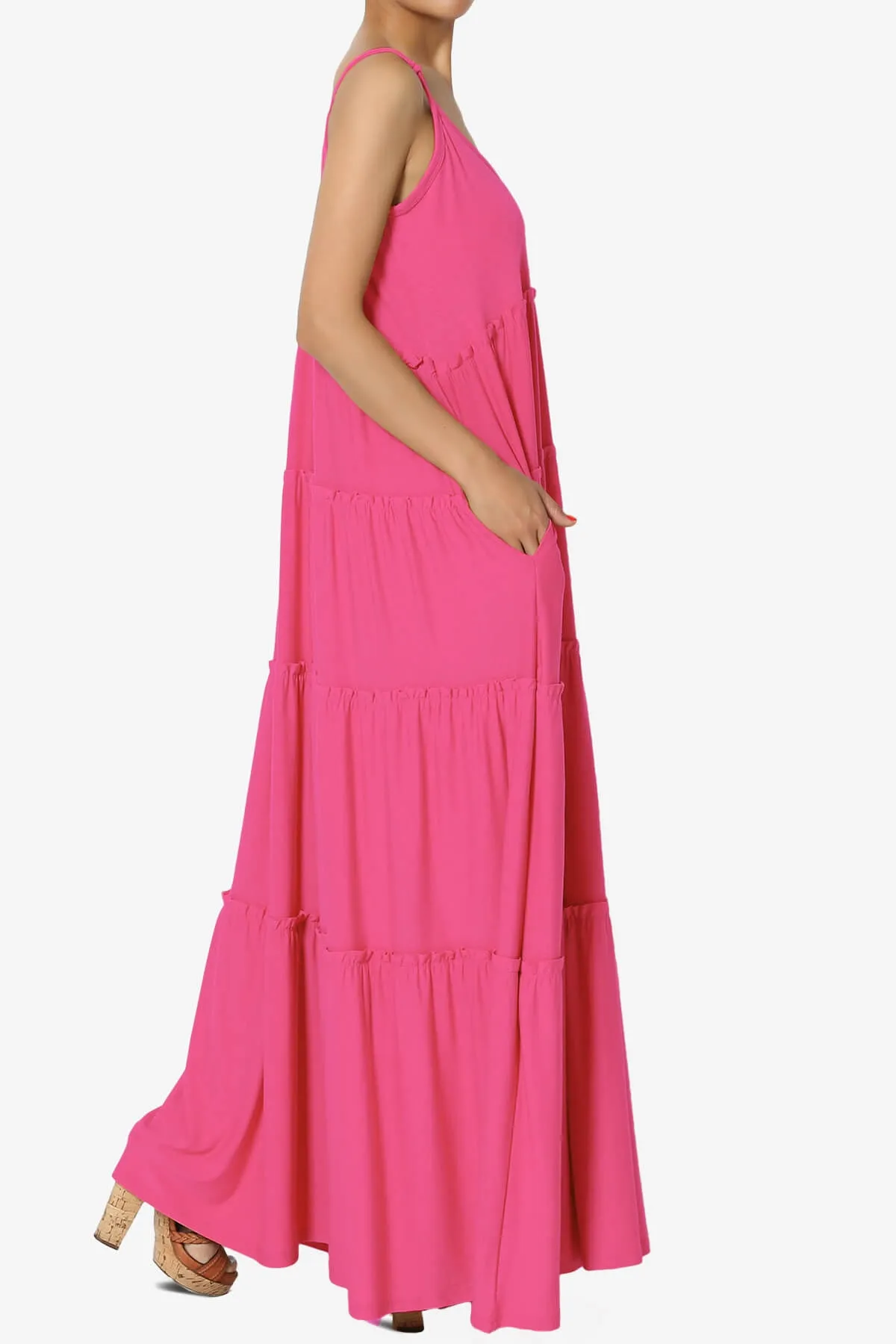 Bennet Ruffle Tiered Pocket Cami Maxi Dress