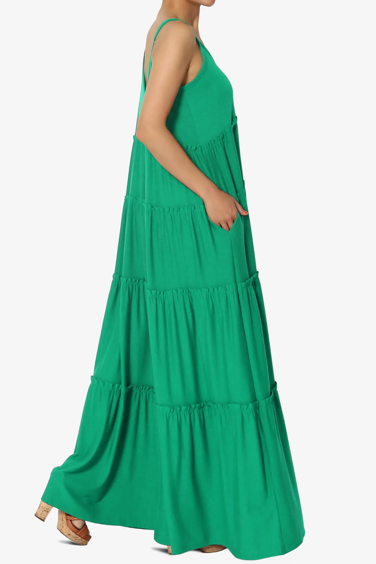 Bennet Ruffle Tiered Pocket Cami Maxi Dress