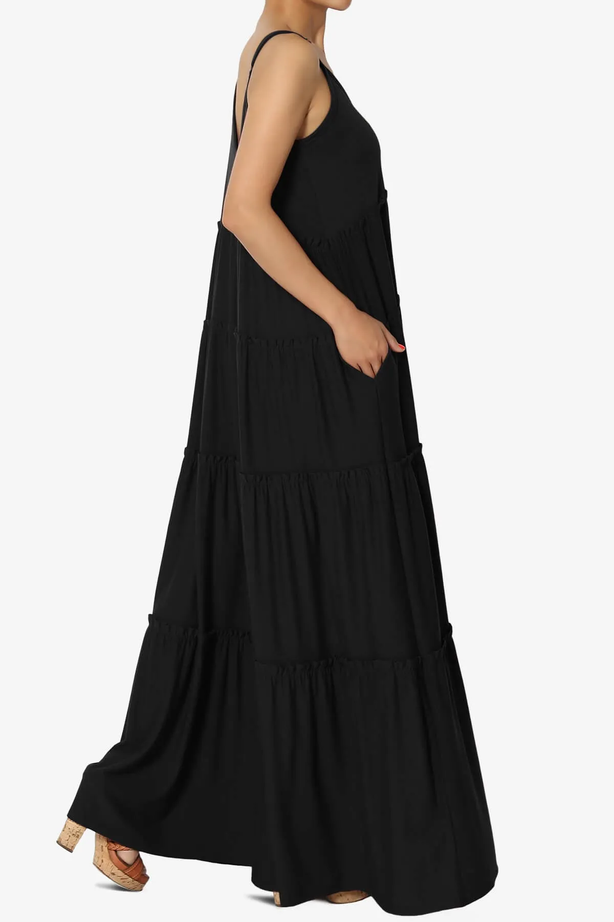 Bennet Ruffle Tiered Pocket Cami Maxi Dress
