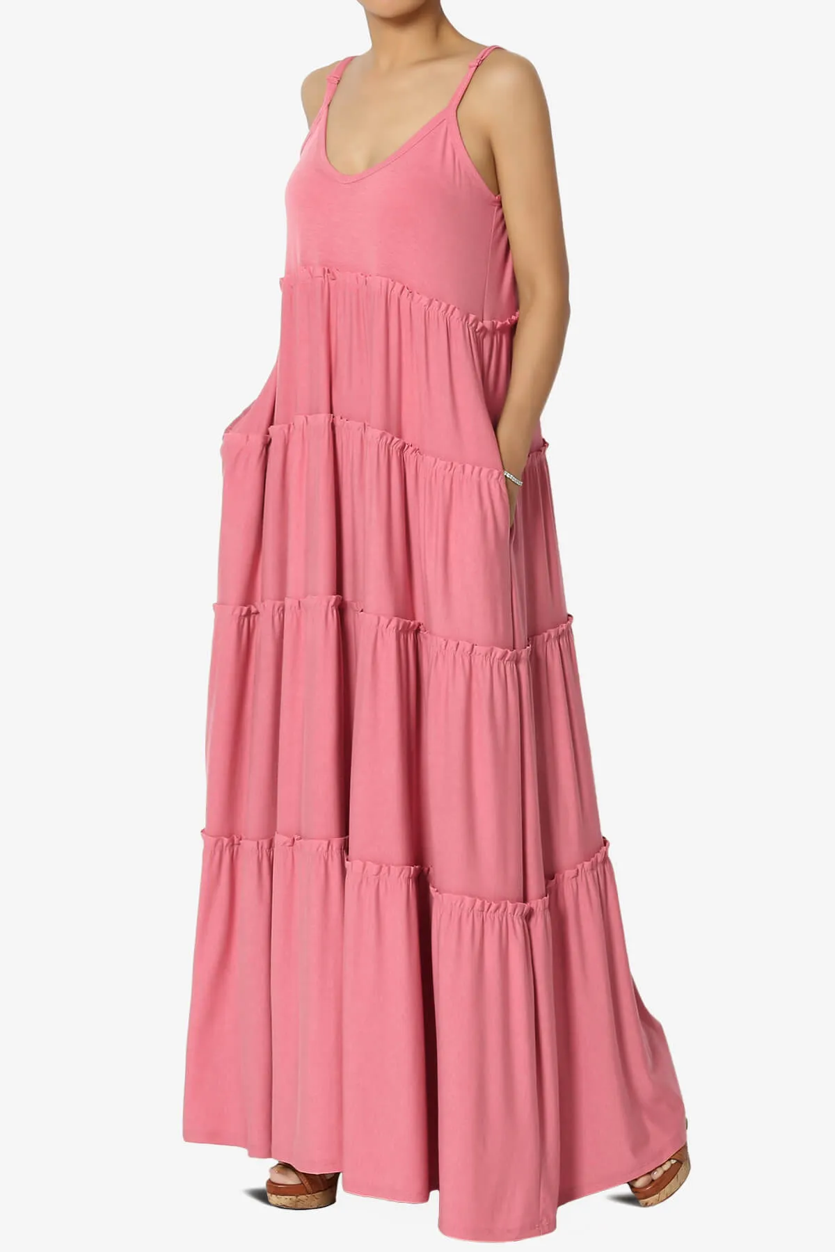 Bennet Ruffle Tiered Pocket Cami Maxi Dress