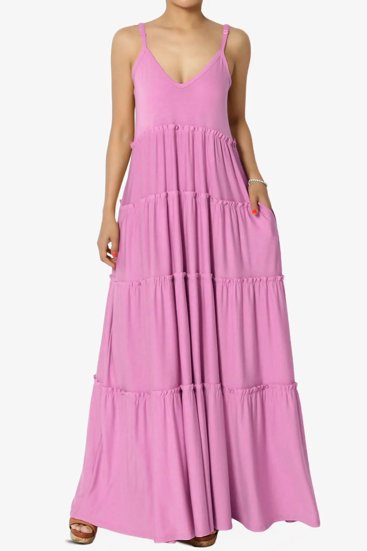 Bennet Ruffle Tiered Pocket Cami Maxi Dress