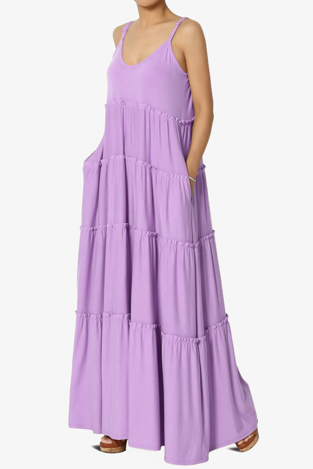 Bennet Ruffle Tiered Pocket Cami Maxi Dress