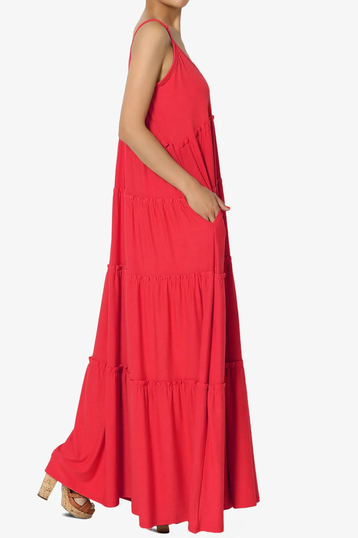Bennet Ruffle Tiered Pocket Cami Maxi Dress