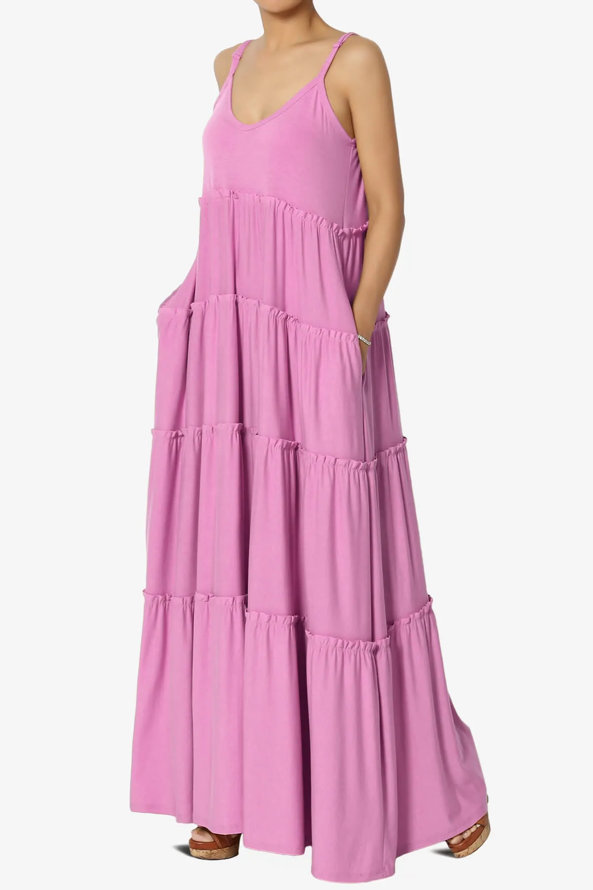 Bennet Ruffle Tiered Pocket Cami Maxi Dress