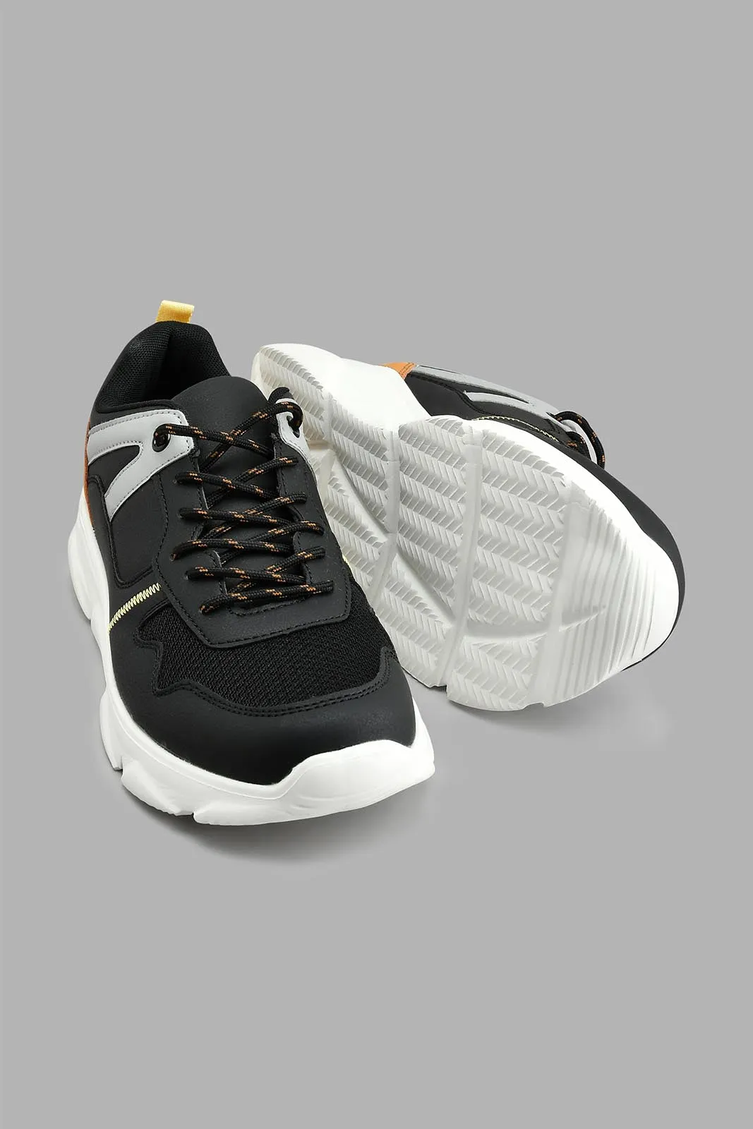 Black Fabric Block Chunky Sneaker
