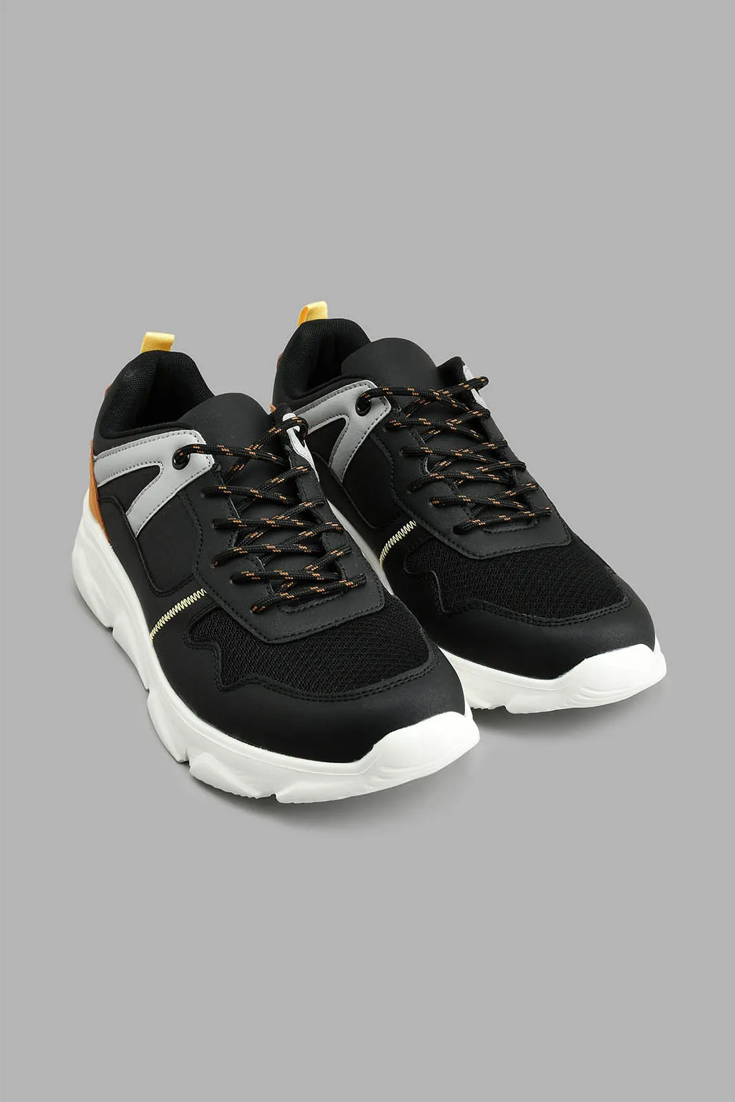 Black Fabric Block Chunky Sneaker