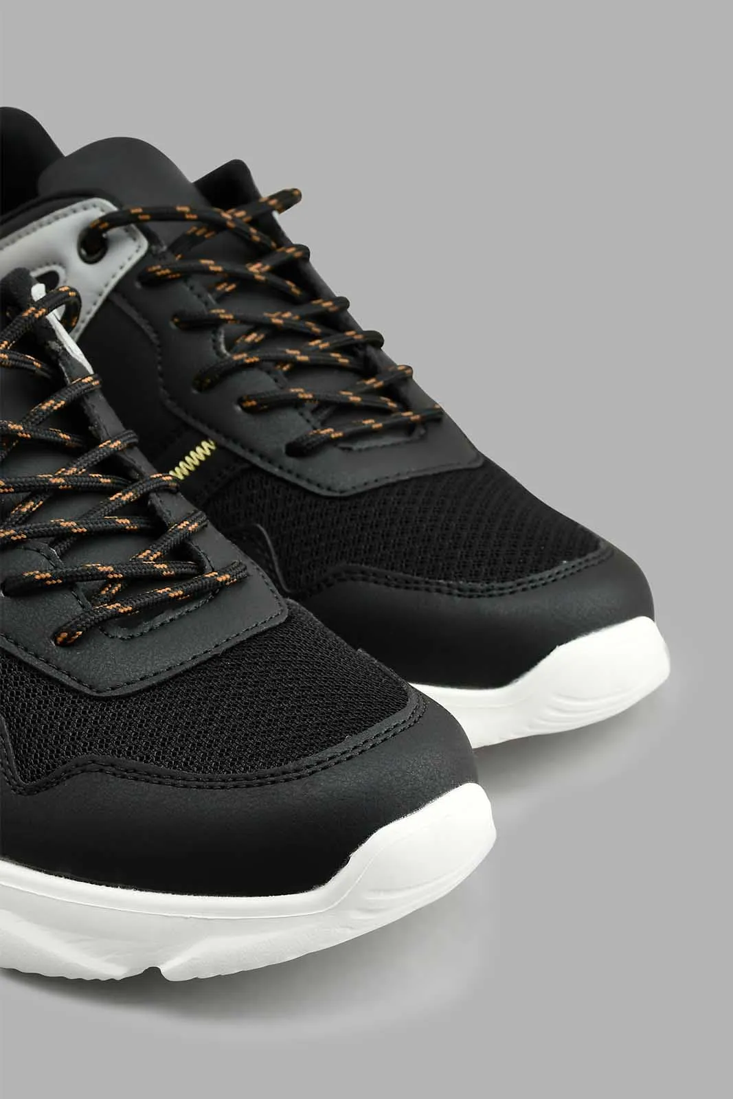 Black Fabric Block Chunky Sneaker