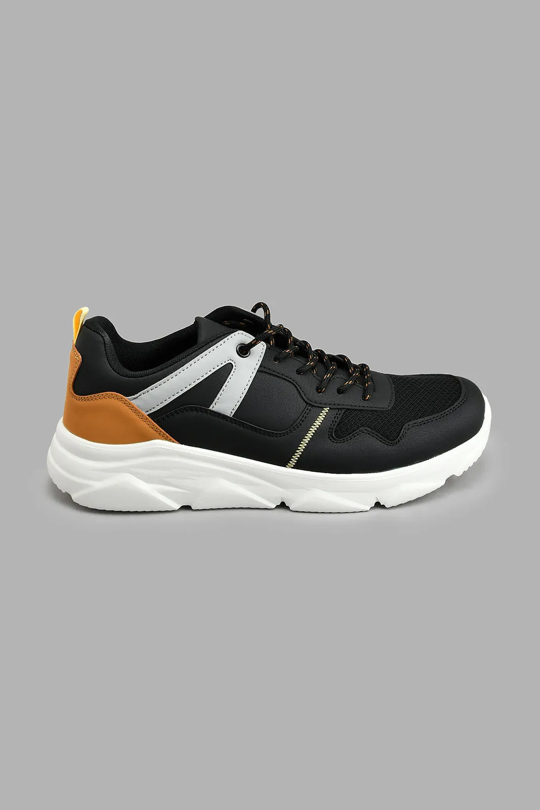 Black Fabric Block Chunky Sneaker