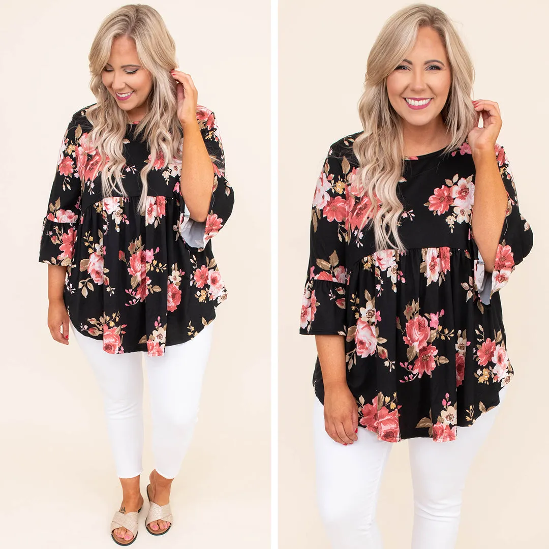 Blooming Love Top, Black
