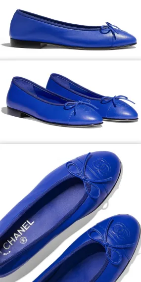 Blue Lambskin Ballerina Flats