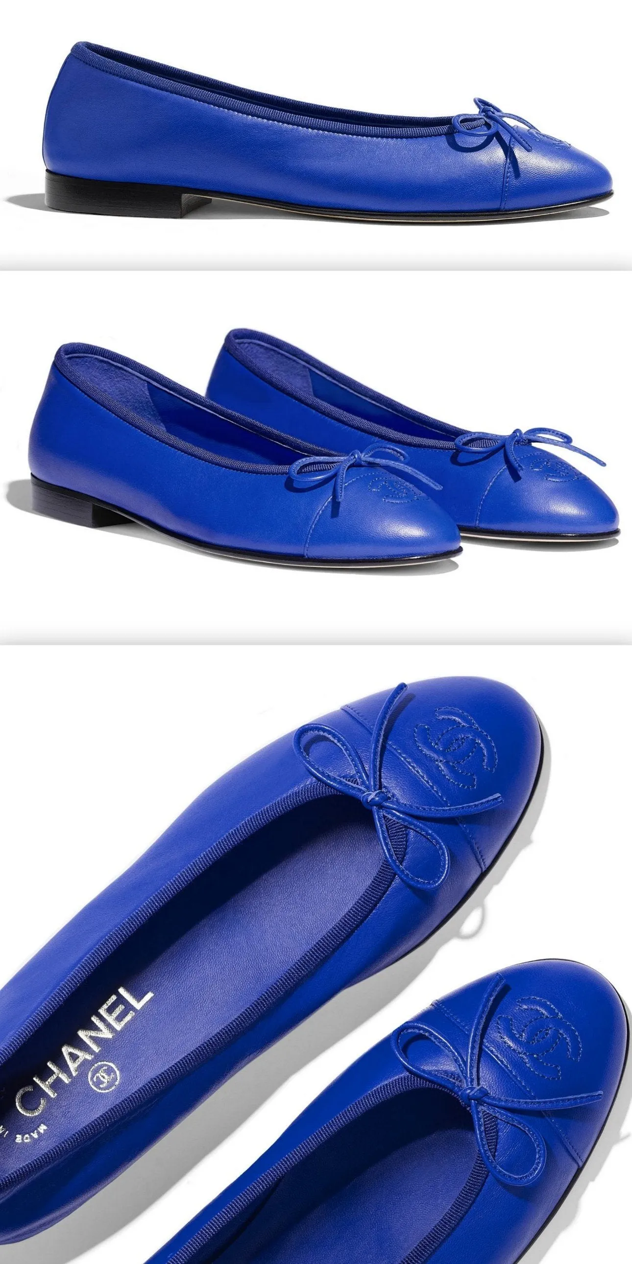 Blue Lambskin Ballerina Flats