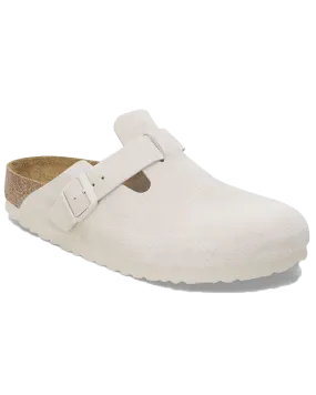 Boston Suede Leather Sandals in Antique White