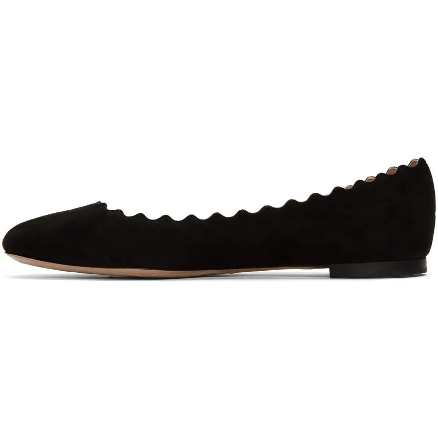 ChloÃ© Black Suede Lauren Ballerina Flats
