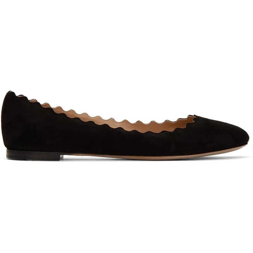 ChloÃ© Black Suede Lauren Ballerina Flats