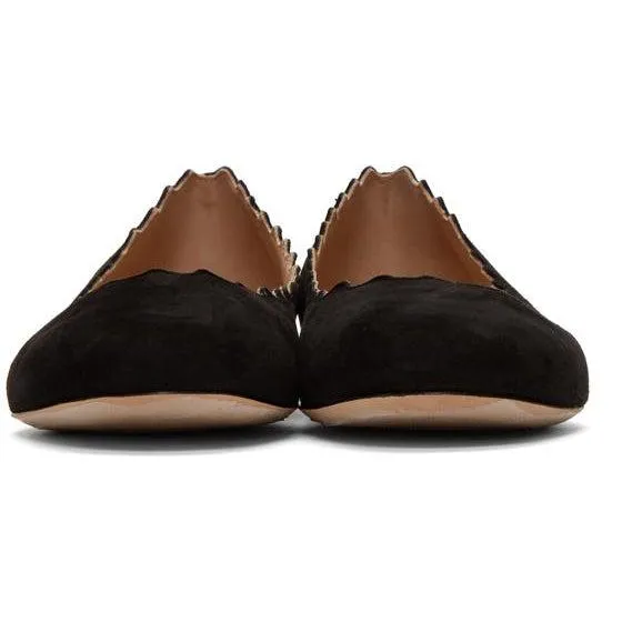 ChloÃ© Black Suede Lauren Ballerina Flats