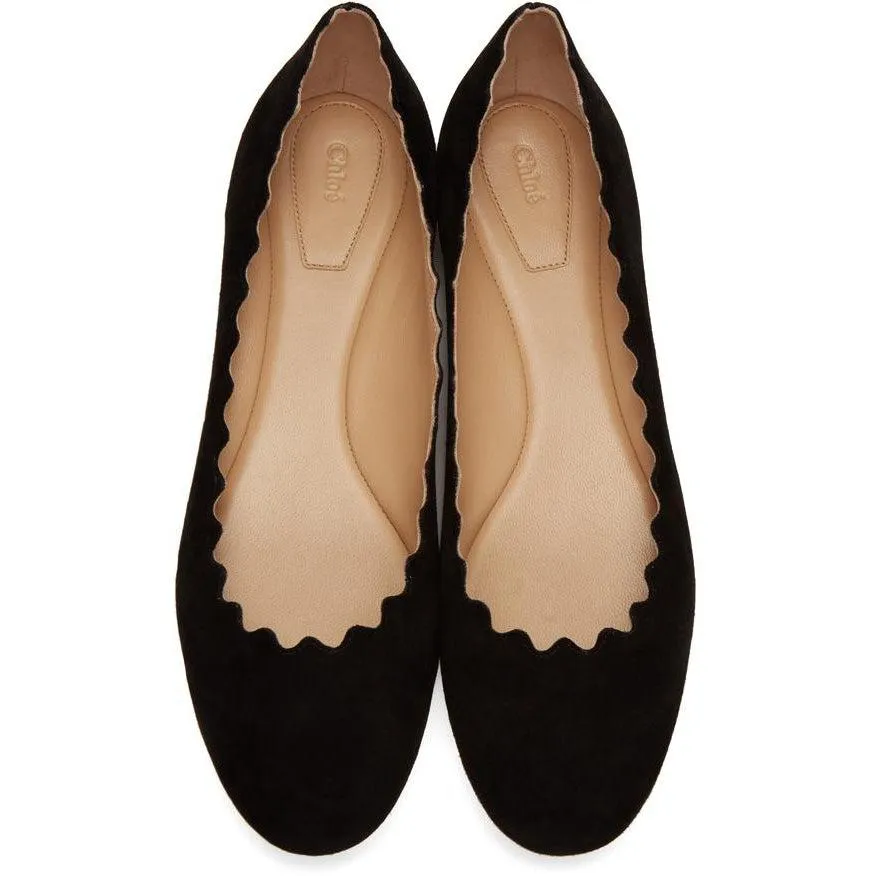 ChloÃ© Black Suede Lauren Ballerina Flats