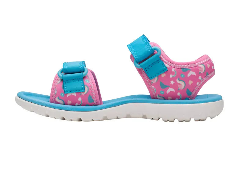 Clarks Girls Sandal Surfing Tide K Hot Pink/Blue