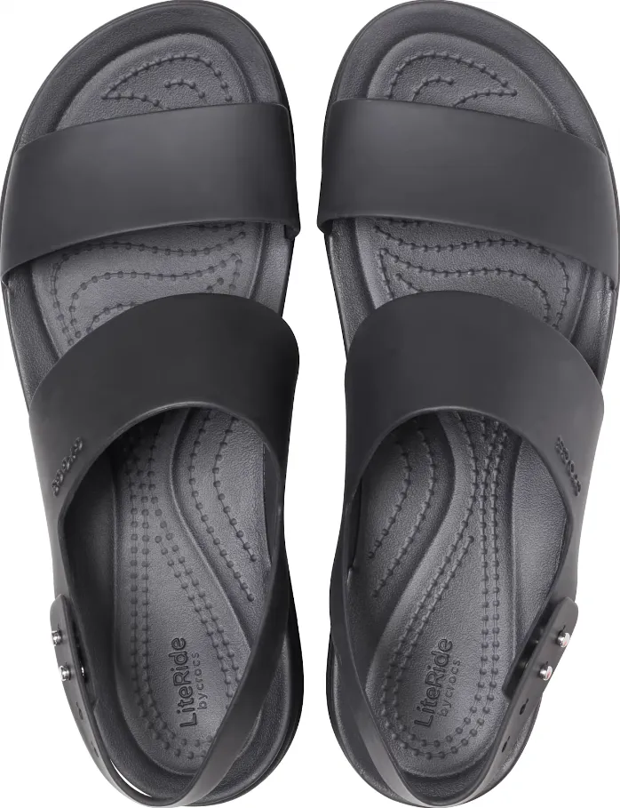 Crocs Womens Sandal Brooklyn Buckle Low Wedge Black