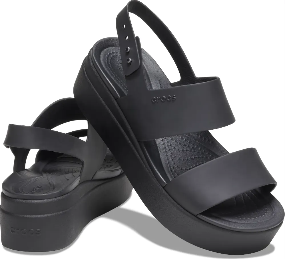 Crocs Womens Sandal Brooklyn Buckle Low Wedge Black