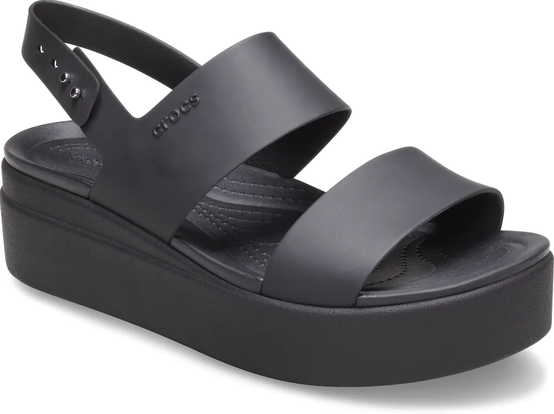 Crocs Womens Sandal Brooklyn Buckle Low Wedge Black