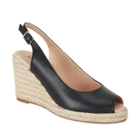 Dakota Espadrille in Black Leather