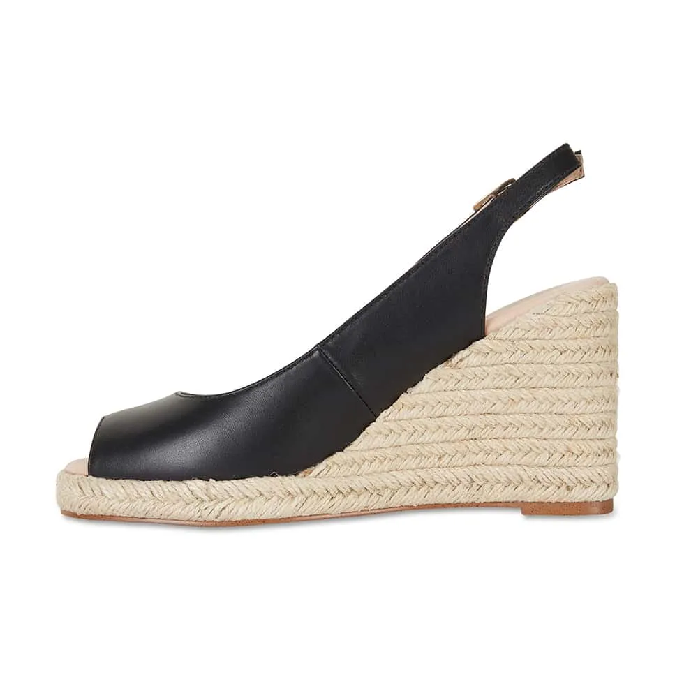 Dakota Espadrille in Black Leather