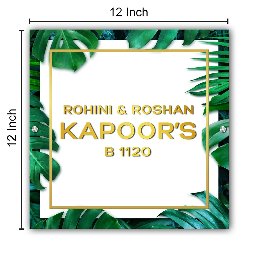 Designer Name Plate for Home with 3D Acrylic Fonts - Square Nameplate