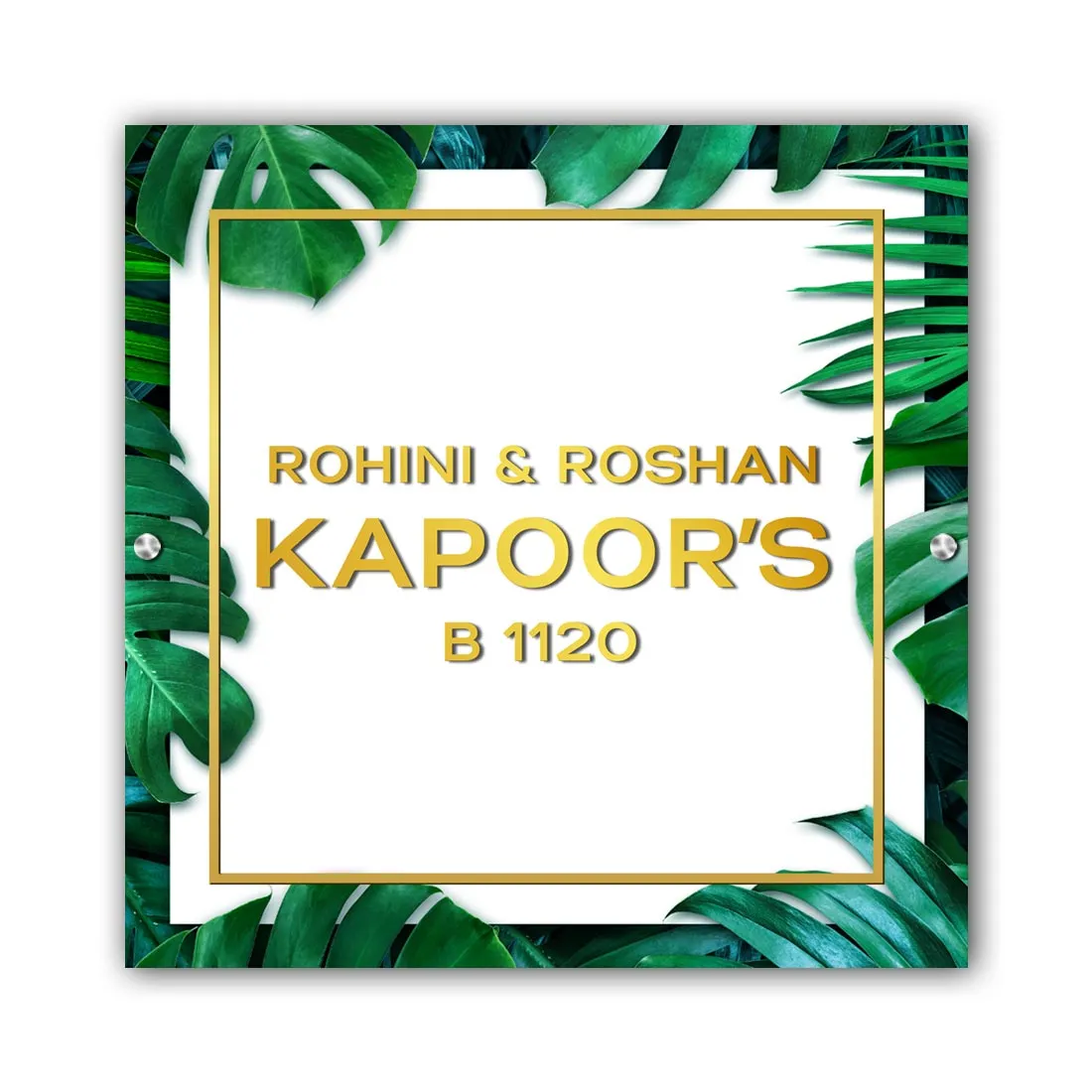 Designer Name Plate for Home with 3D Acrylic Fonts - Square Nameplate