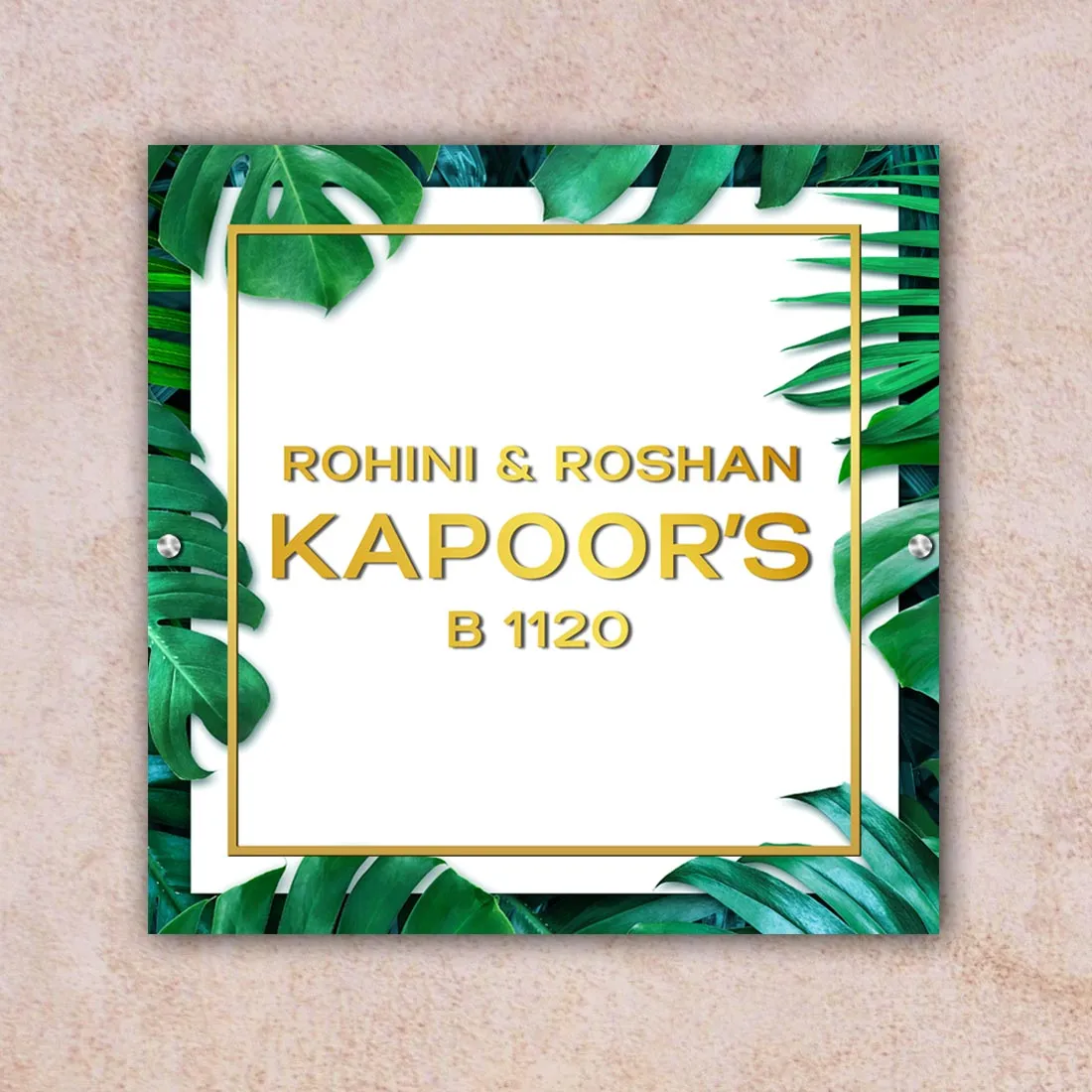 Designer Name Plate for Home with 3D Acrylic Fonts - Square Nameplate