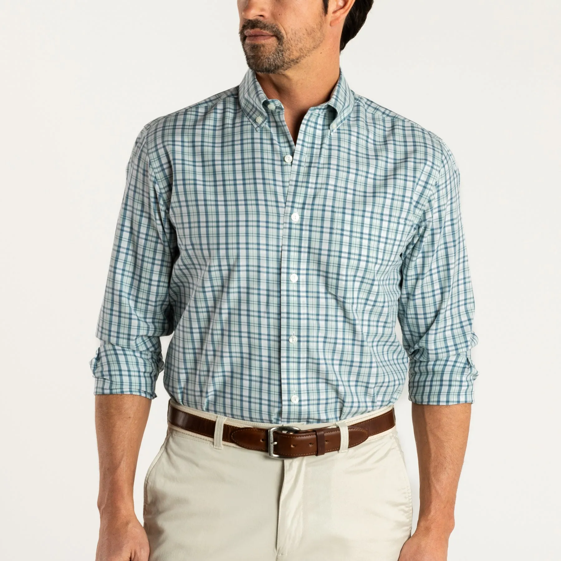 Dowling Plaid Cotton Twill Sport Shirt