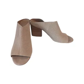 Franco Sarto Flora 2 Beige Perforated Peep Toe Sandals