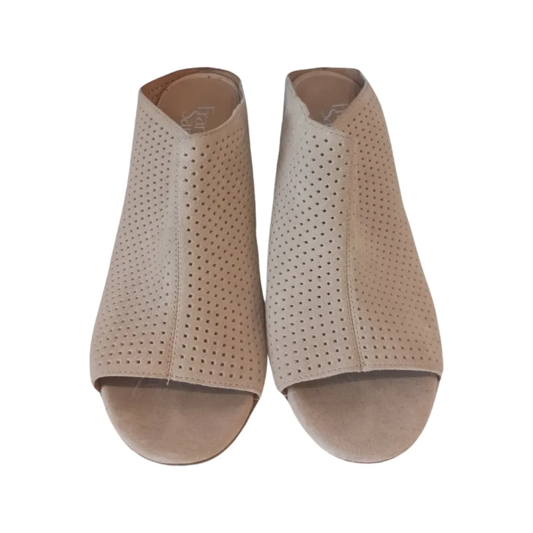 Franco Sarto Flora 2 Beige Perforated Peep Toe Sandals