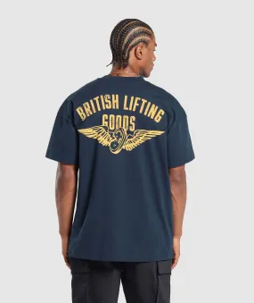 Gymshark British Lifting Goods Graphic T-Shirt - Navy
