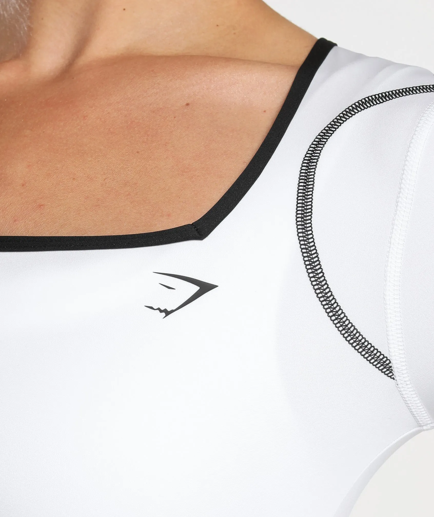 Gymshark Contrast Long Sleeve Crop Top - White