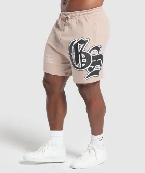 Gymshark Varsity Graphic Shorts - Stone Pink